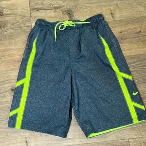 NIKE Board Shorts Heathered Blue Neon‎ Green Size Small